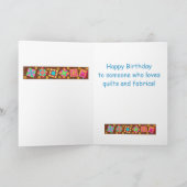 チョコレートブラウンパッチワークキルトアートハッピーバースデー カード (内部)