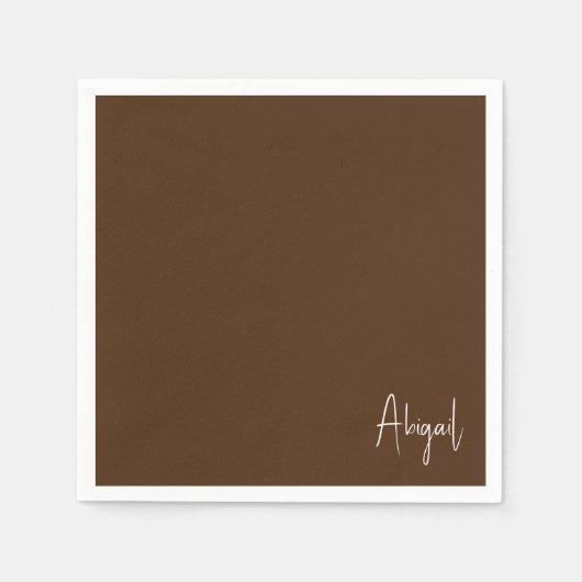 チョコレートブラウンパーソナライズされたシャワーカクテル スタンダードカクテルナプキン (正面)