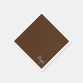 チョコレートブラウンパーソナライズされたシャワーカクテル スタンダードカクテルナプキン (角)