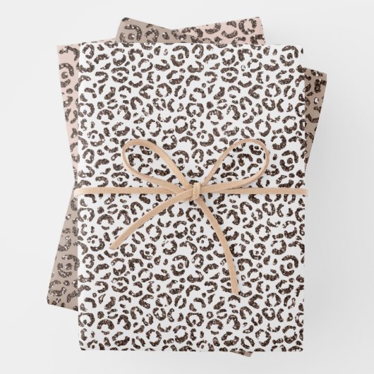 チョコレートブラウンヒョウグリッター ラッピングペーパーシート (インサイチュ)