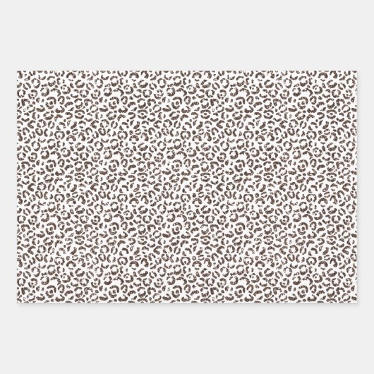 チョコレートブラウンヒョウグリッター ラッピングペーパーシート (正面)