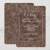 チョコレートブラウンヒョウ印刷グリッター 招待状 (正面/裏面)