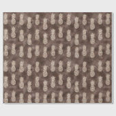 チョコレートブラウンピーチグリッターパイナップル ラッピングペーパー (フラット)