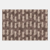 チョコレートブラウンホワイト熱帯離れ産&パイナップル ラッピングペーパーシート (正面3)