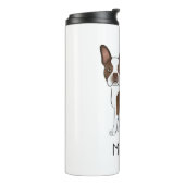 チョコレートブラウンボストンテリア漫画の犬と名前 タンブラー (回転左)