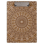 チョコレートブラウンマンダラ万華鏡のように千変万化するパターンメダリオ クリップボード (正面)