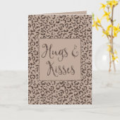 チョコレートブラウンモカクリームレオパードグリッターキス カード (黄色い花)