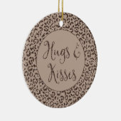 チョコレートブラウンモチャクリームヒョウグリッターキス セラミックオーナメント (右)