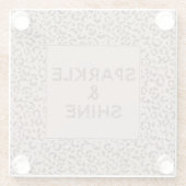 チョコレートブラウンモチャクリームヒョウグリッターシャイン ガラスコースター (裏面)