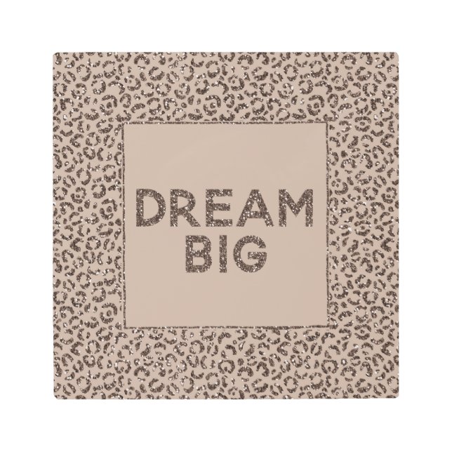 チョコレートブラウンモチャクリームヒョウグリッタードリーム メタルプリント (正面)