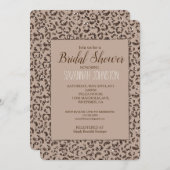 チョコレートブラウンモチャクリームヒョウ印刷グリッター 招待状 (正面/裏面)