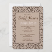 チョコレートブラウンモチャクリームヒョウ印刷グリッター 招待状 (正面)