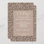 チョコレートブラウンモチャクリームヒョウ印刷グリッター 招待状 (正面/裏面)
