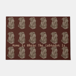 チョコレートブラウンラブラドールレトリーブドッグポートレートアート ドアマット