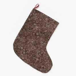 チョコレートブラウンレオパードプリントグリッター ラージクリスマスストッキング