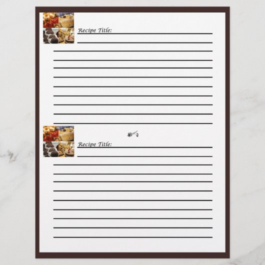 チョコレートブラウンレシピカードに4枚のデザートパネル (正面)