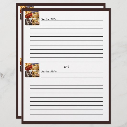チョコレートブラウンレシピカードに4枚のデザートパネル (正面/裏面)
