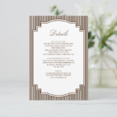 チョコレートブラウンレース柄の結婚式の詳細 エンクロージャーカード (スタンド正面)