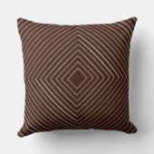 チョコレートブラウン入れ子の薄い白い正方形トライバル クッション (裏面)