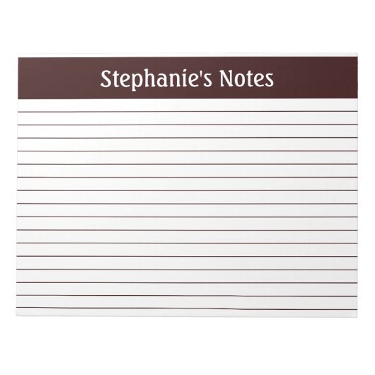 チョコレートブラウン横並パーソナライズされたみ ノートパッド (正面)
