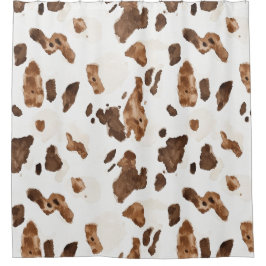 チョコレートブラウン牛プリント シャワーカーテン