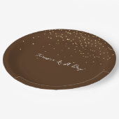 チョコレートブラウン金ゴールドグラム紙吹雪 ペーパープレート (アングル)