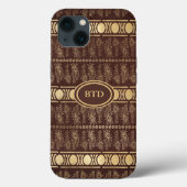 チョコレートブラウン金ゴールドボヘミアンモノグラム抽象芸術 Case-Mate iPhoneケース (裏面)