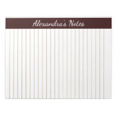 チョコレートブラウン8.5x11レターバー離れティブ名 ノートパッド (正面)