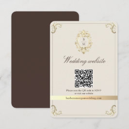 チョコレートブラウン バロック ウェディング ウェブサイトQRコード エンクロージャーカード