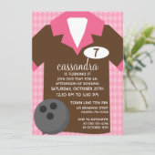 チョコレートブラウン＆ピンク  チームボウリングパーティーに参加しよう 招待状 (スタンド正面)