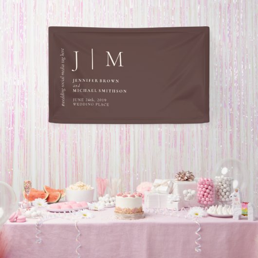 チョコレートブラウン フォーマル モダン イベント 写真 結婚式 横断幕 (パーティー)