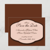 チョコレートブラウン＆ベージュの結婚式 Save the Dates 招待状 (正面/裏面)