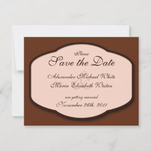 チョコレートブラウン&ベージュの結婚式 Save the Dates 招待状