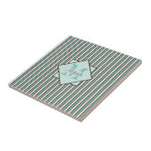 チョコレートブラウン&ミントグリーンストライプチョコレートモノグラム タイル (側面)