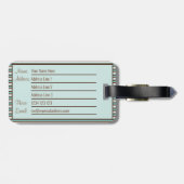 チョコレートブラウン&ミントグリーンストライプモノグラム ラゲッジタグ (裏面横)