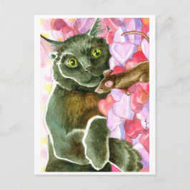 チョコレートブラックキャットバレンタインハート シーズンポストカード