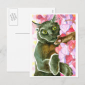 チョコレートブラックキャットバレンタインハート シーズンポストカード (正面/裏面)