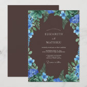 チョコレートブルーのシダの結婚式 招待状 (正面/裏面)