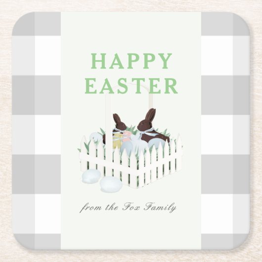 チョコレートブンニエッグイースター紙コースター スクエアペーパーコースター (正面)
