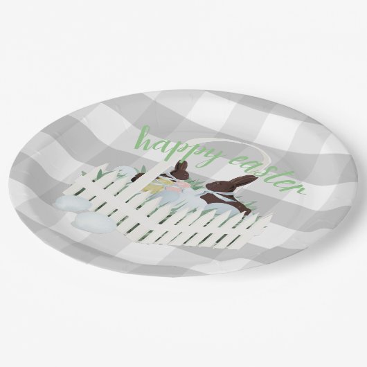 チョコレートブンニエッグググレーイースター紙プレート ペーパープレート (アングル)