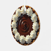 チョコレートプリンのパイパーソナライズされたクリスマス メタルオーナメント (正面左)
