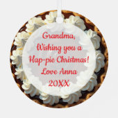 チョコレートプリンのパイパーソナライズされたクリスマス メタルオーナメント (裏面)