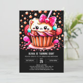 チョコレートペストリー魔法マフィンガール誕生日 招待状 (スタンド正面)