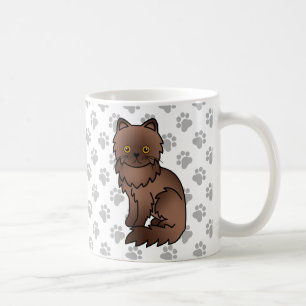 チョコレートペルシャ可愛いキャラクター猫イラスト コーヒーマグカップ