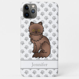 チョコレートペルシャ風かわいいキャラクター猫 & 名前 iPhone 11 PRO MAXケース