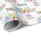 チョコレートホワイトラブラドール犬誕生日 ラッピングペーパー (ロールコーナー)