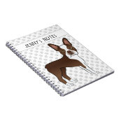 チョコレートボストンテリアキュート漫画の犬と文字 ノートブック (右側)