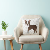 チョコレートボストンテリアマンガードッグイラストレーション クッション (椅子)