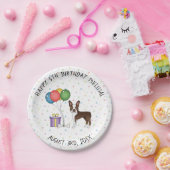 チョコレートボストンテリアマンガードッグ – 誕生日 ペーパープレート (パーティー)