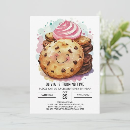 チョコレートボヘミアンスイーツクッキー誕生日 招待状 (スタンド正面)